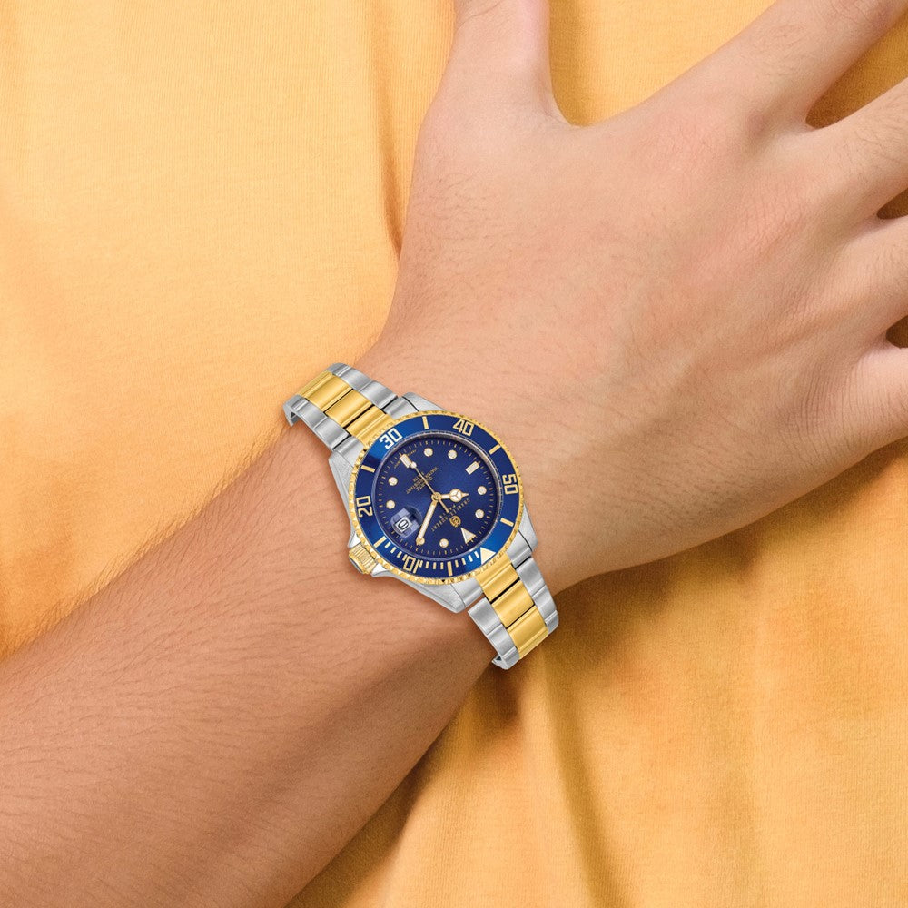 Alternate view of the Charles Hubert Mens Two-Tone Rotating Diver's Bezel Watch by The Black Bow Jewelry Co.