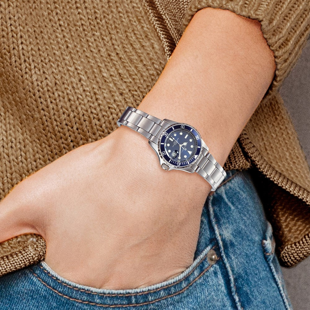 Alternate view of the Charles Hubert Ladies Blue Dial Rotating Bezel Watch by The Black Bow Jewelry Co.