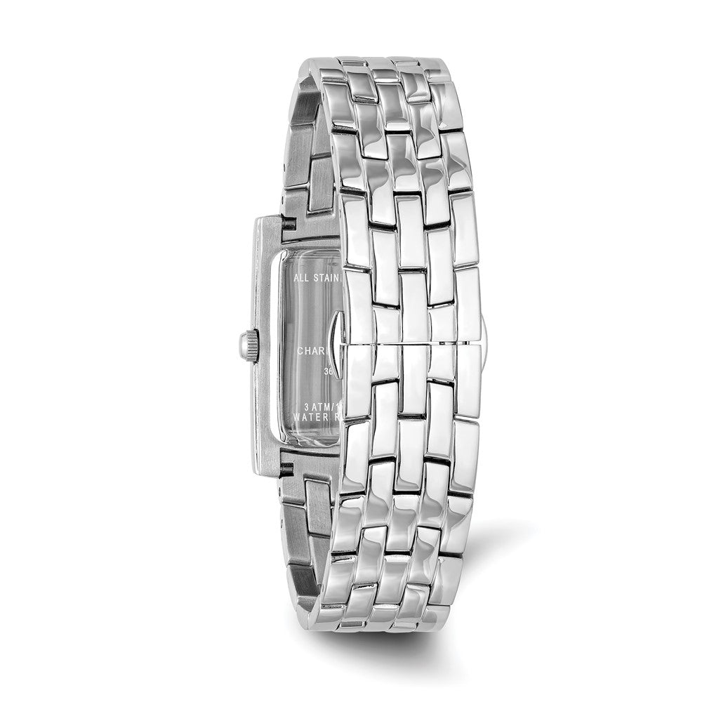 Alternate view of the Charles Hubert Mens Rectangular Black Dial Panther Link Watch by The Black Bow Jewelry Co.