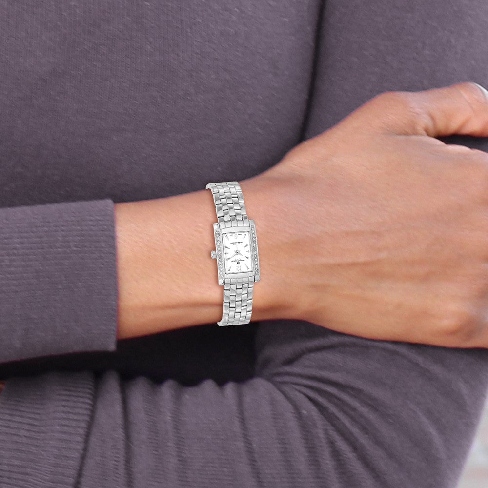Alternate view of the Ladies Rectangular Crystal White Dial Watch by Charles Hubert by The Black Bow Jewelry Co.
