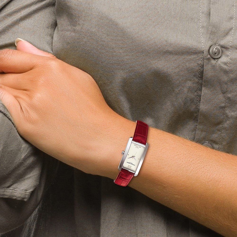 Alternate view of the Ladies Red Leather Band, Champagne Dial Retro Watch by Charles Hubert by The Black Bow Jewelry Co.