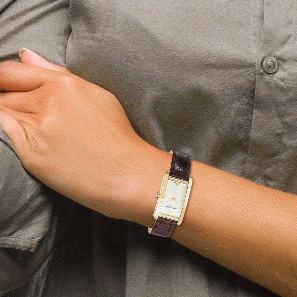 Alternate view of the Charles Hubert Mens Brown Leather Band Watch by The Black Bow Jewelry Co.