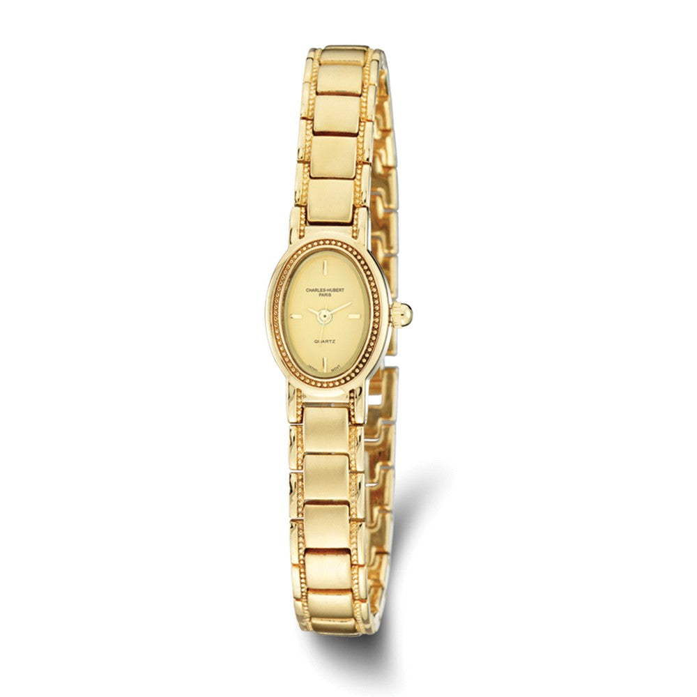 Charles Hubert Ladies Satin Gold-Plated Dress Watch, Item W8379 by The Black Bow Jewelry Co.