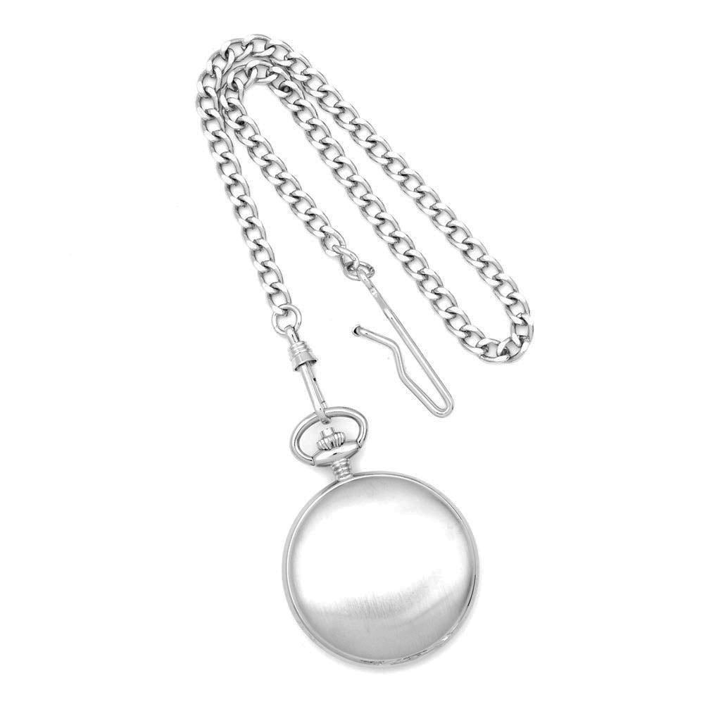 Alternate view of the Charles Hubert Chrome Finish White Skeleton Dial Pocket Watch by The Black Bow Jewelry Co.