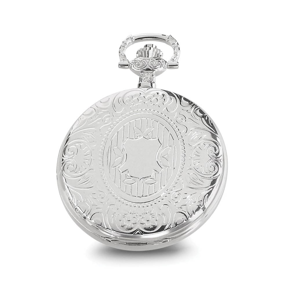 Alternate view of the Charles Hubert Chrome-finish White Dial 50mm Ornate Pocket Watch by The Black Bow Jewelry Co.