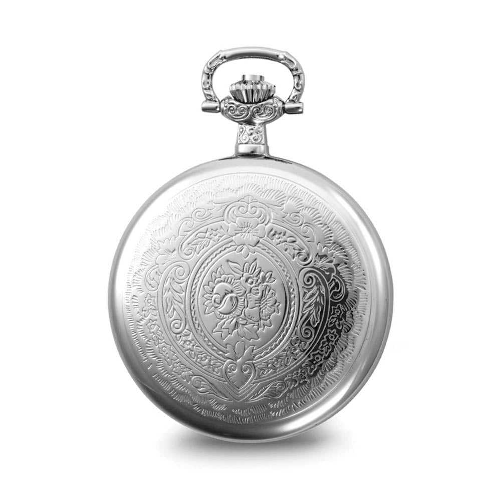 Alternate view of the Charles Hubert Chrome-finish White Dial 50mm Ornate Pocket Watch by The Black Bow Jewelry Co.