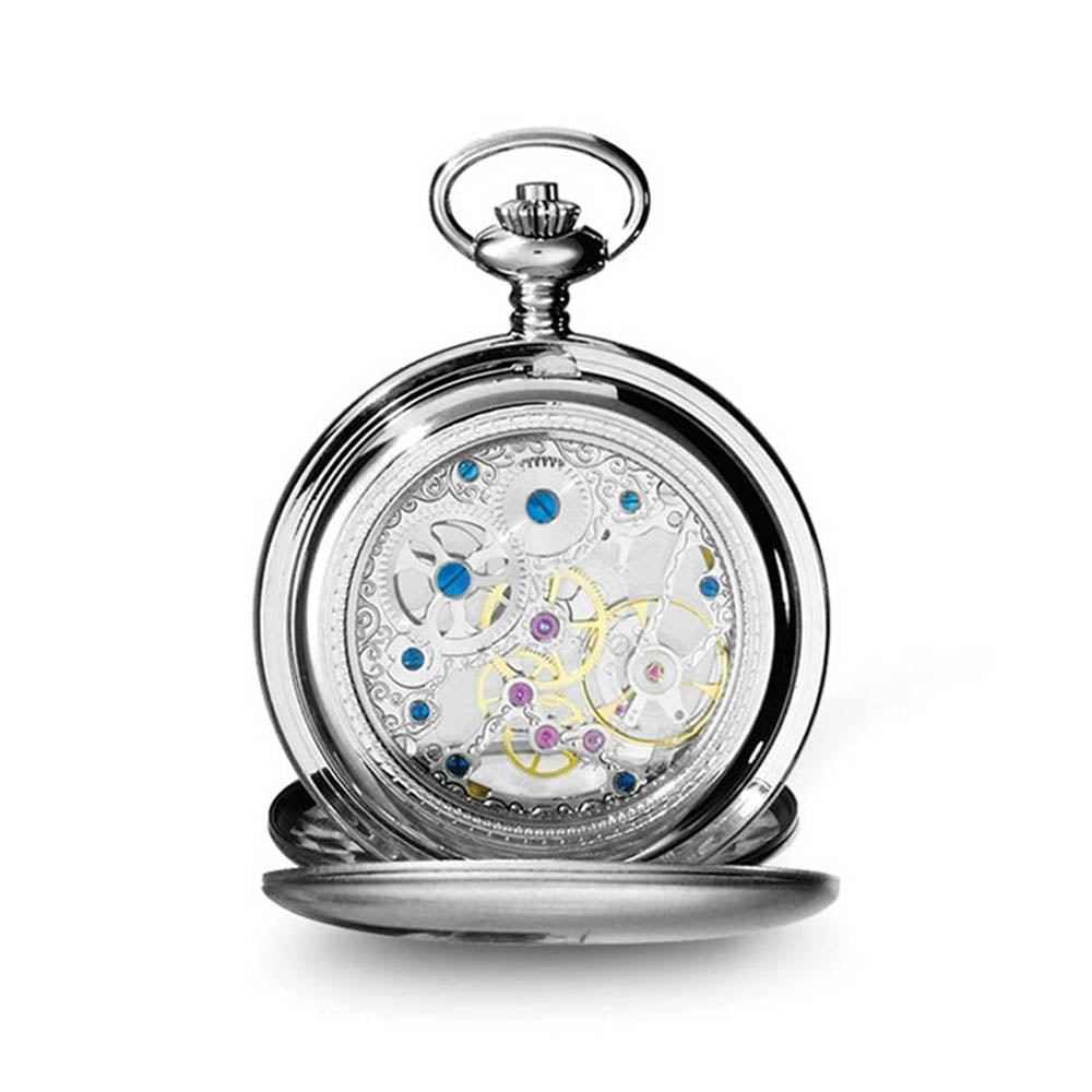 Alternate view of the Charles Hubert Stainless Steel Double Cover Satin Pocket Watch by The Black Bow Jewelry Co.