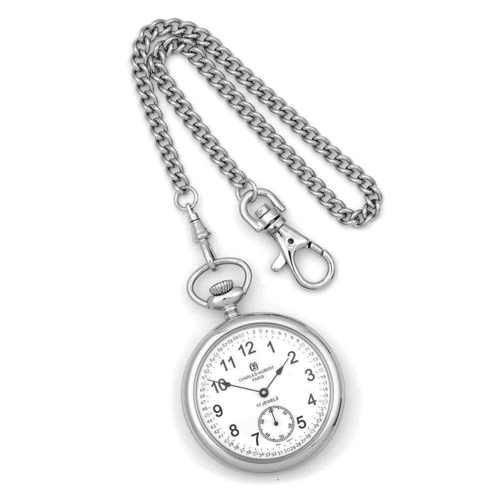 Alternate view of the Charles Hubert Stainless Steel Open Face 52mm Analog Pocket Watch by The Black Bow Jewelry Co.