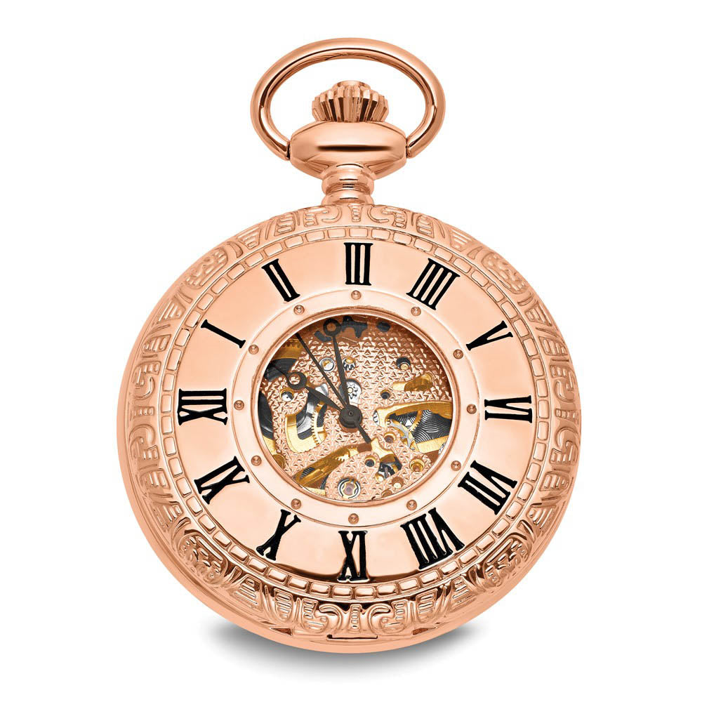 Alternate view of the Charles Hubert Rose Gold Finish Brass Window Cover Pocket Watch by The Black Bow Jewelry Co.