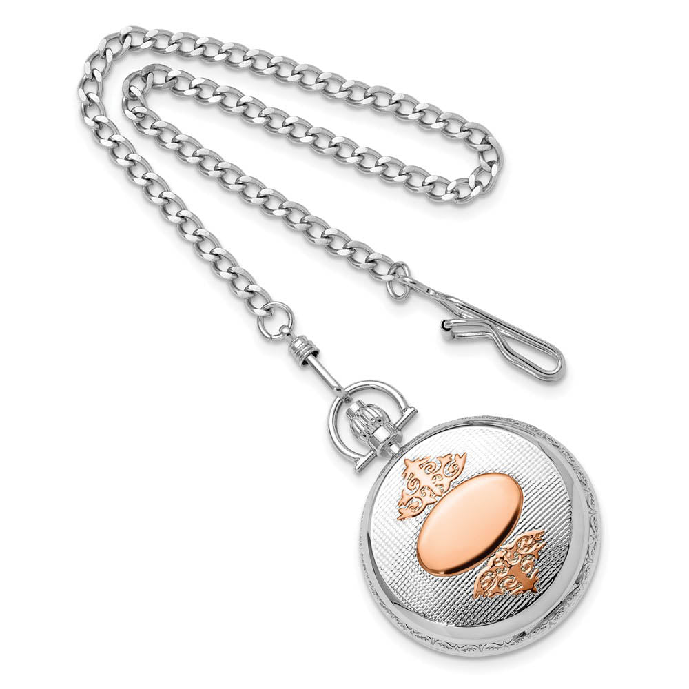 Alternate view of the Charles Hubert Two-tone Rose Gold Finish Brass Pocket Watch by The Black Bow Jewelry Co.