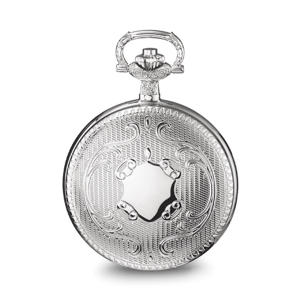 Alternate view of the Charles Hubert Chrome Finish Brass w/Shield Pocket Watch by The Black Bow Jewelry Co.