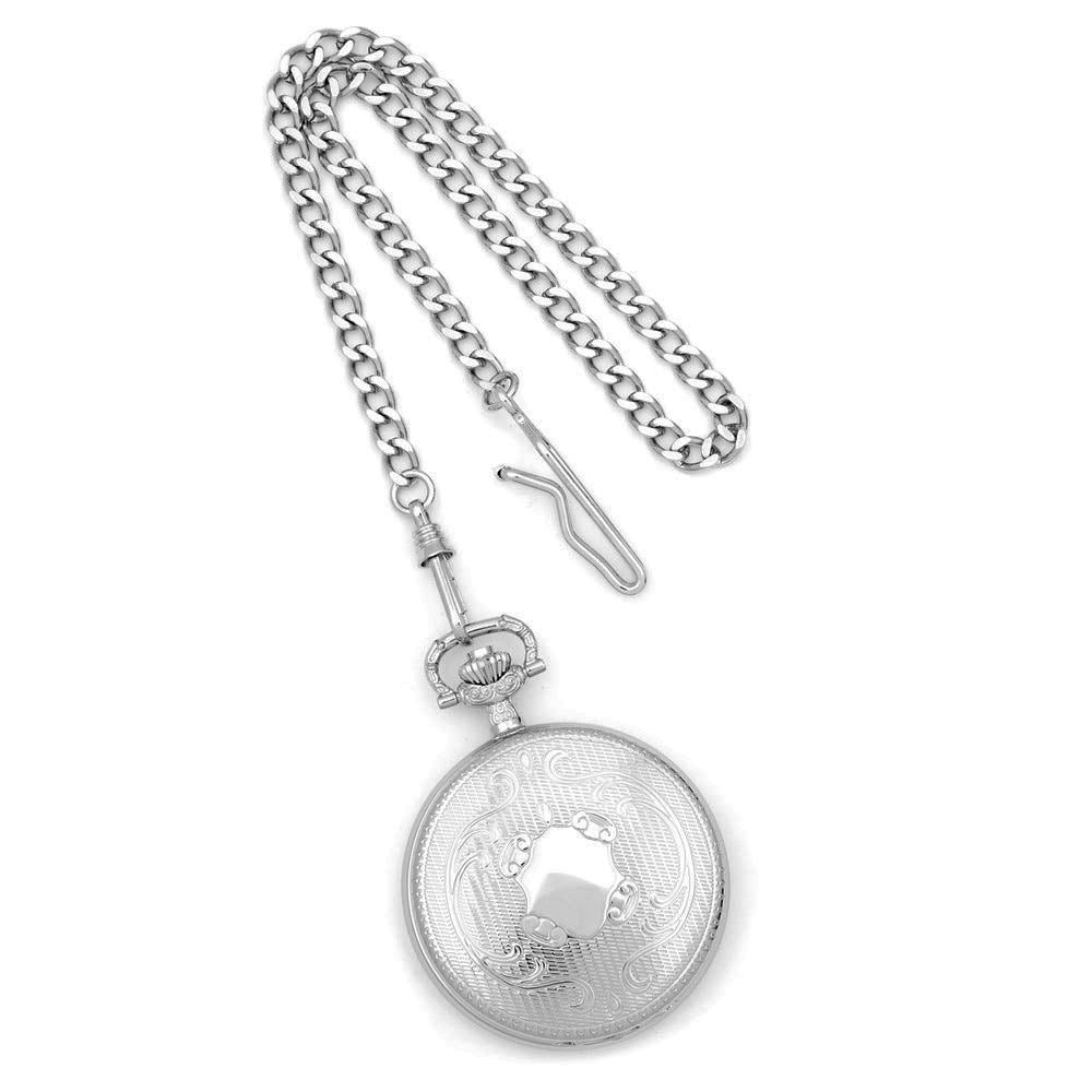 Alternate view of the Charles Hubert Chrome Finish Brass w/Shield Pocket Watch by The Black Bow Jewelry Co.