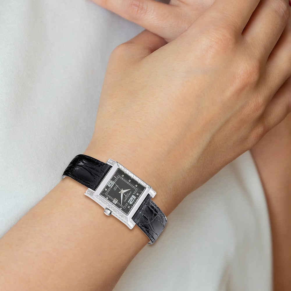 Alternate view of the Charles Hubert Ladies 0.42ct. Diamond Bezel Black 29x28mm Dial Watch by The Black Bow Jewelry Co.