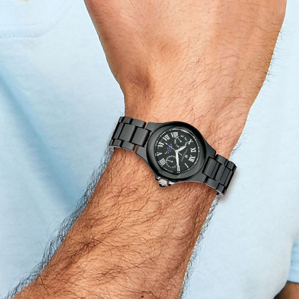 Alternate view of the Charles Hubert Mens Black Ceramic Multifunction Watch by The Black Bow Jewelry Co.