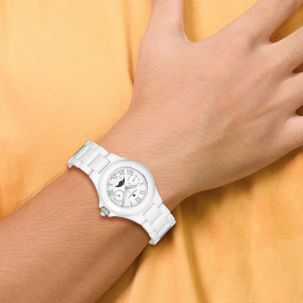 Alternate view of the Charles Hubert Mens White Ceramic Multifunction Watch by The Black Bow Jewelry Co.