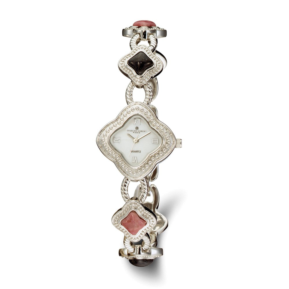 Charles Hubert Ladies Dumortierite/Rhodonite Bracelet Watch, Item W8479 by The Black Bow Jewelry Co.