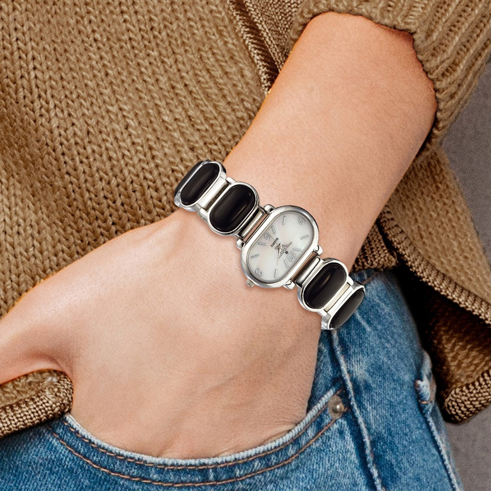 Alternate view of the Charles Hubert Ladies Black Agate Bracelet 33x27mm Watch by The Black Bow Jewelry Co.