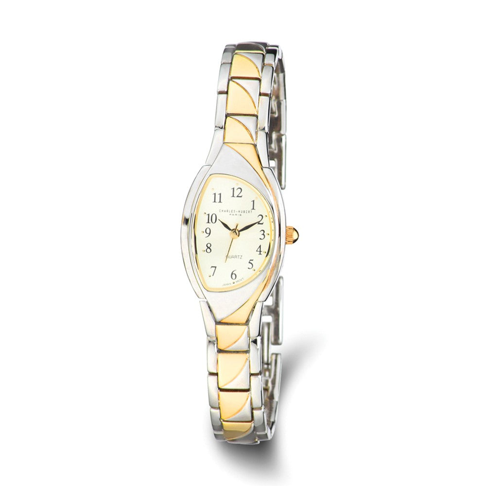 Charles Hubert Ladies Gold-finish 2-tone Gold-tone Dial 20mm Watch, Item W8483 by The Black Bow Jewelry Co.