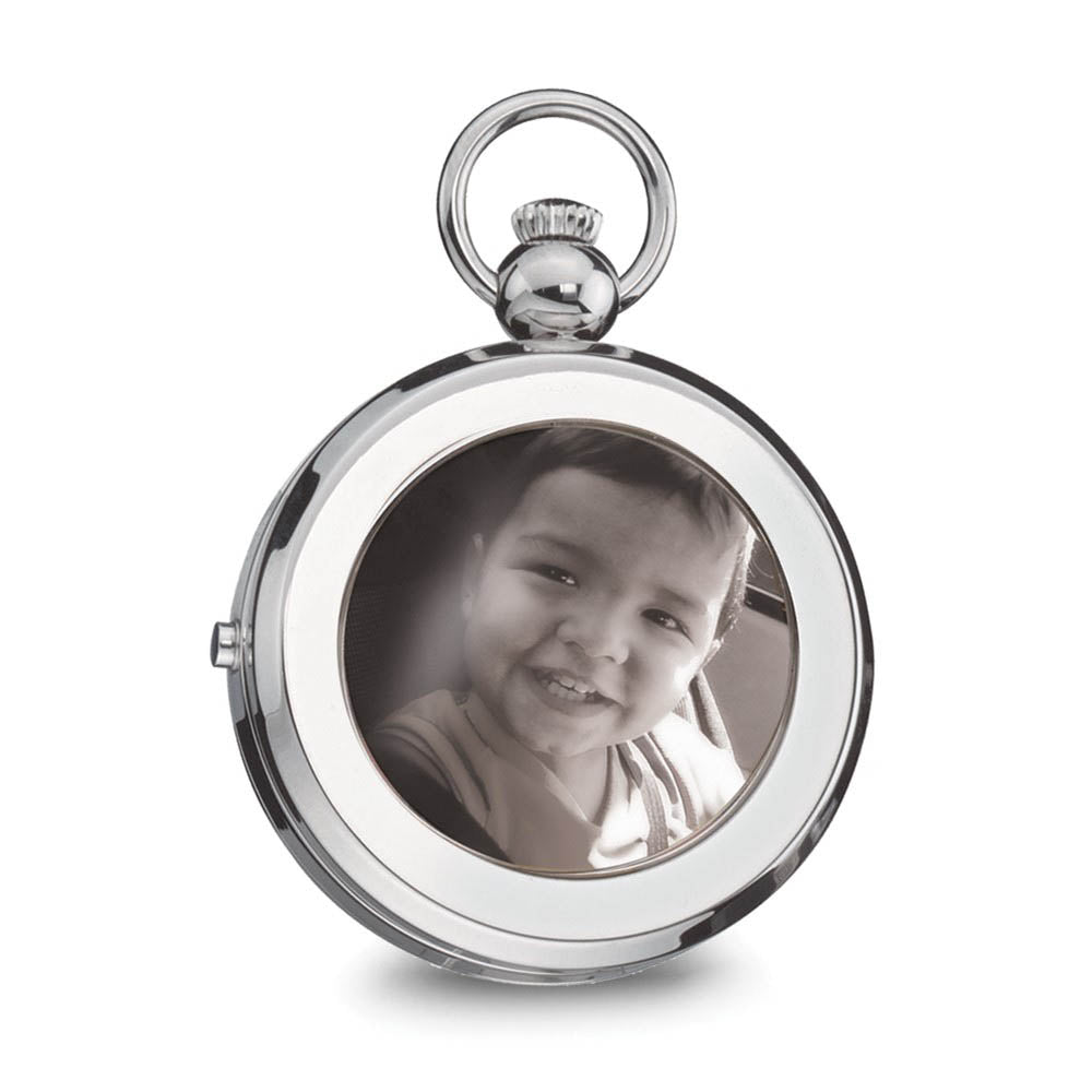 Alternate view of the Charles Hubert Chrome Finish Brass 2-Photo Insert 48mm Pocket Watch by The Black Bow Jewelry Co.