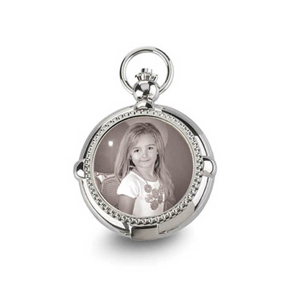 Alternate view of the Charles Hubert Chrome Finish Brass 2-Photo Insert Pocket Watch 48mm by The Black Bow Jewelry Co.