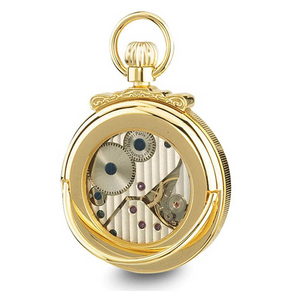Alternate view of the Charles Hubert Gold Finish Champagne Dial Open Face Pocket Watch by The Black Bow Jewelry Co.