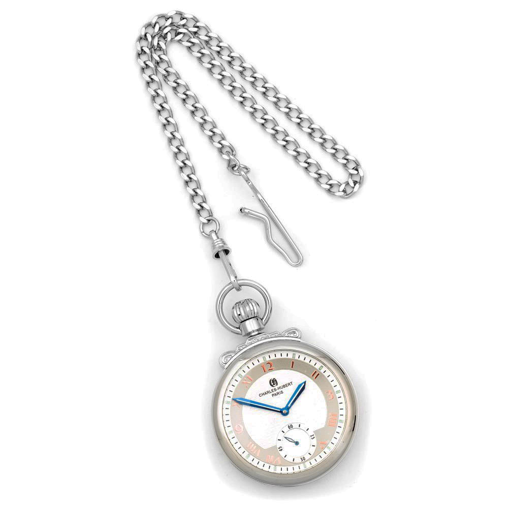 Alternate view of the Charles Hubert Polished Finish Off-white Dial Open Face Pocket Watch by The Black Bow Jewelry Co.