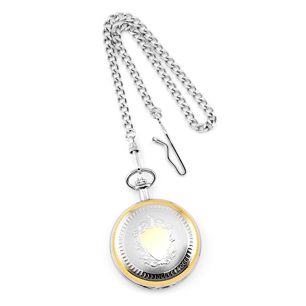 Alternate view of the Charles Hubert Gold Finish Brass 2-tone Skeleton Dial Pocket Watch by The Black Bow Jewelry Co.