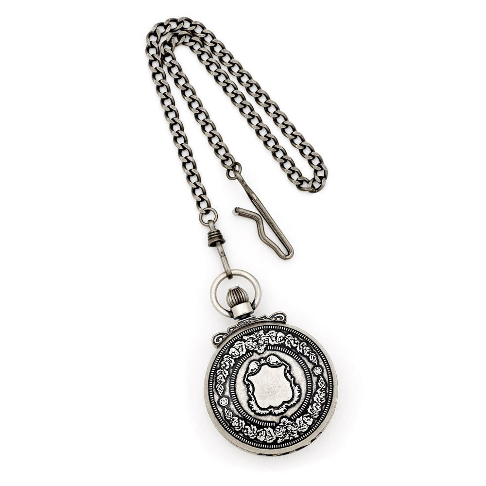 Alternate view of the Charles Hubert Antique Chrome Finish Skeleton 47mm Pocket Watch by The Black Bow Jewelry Co.