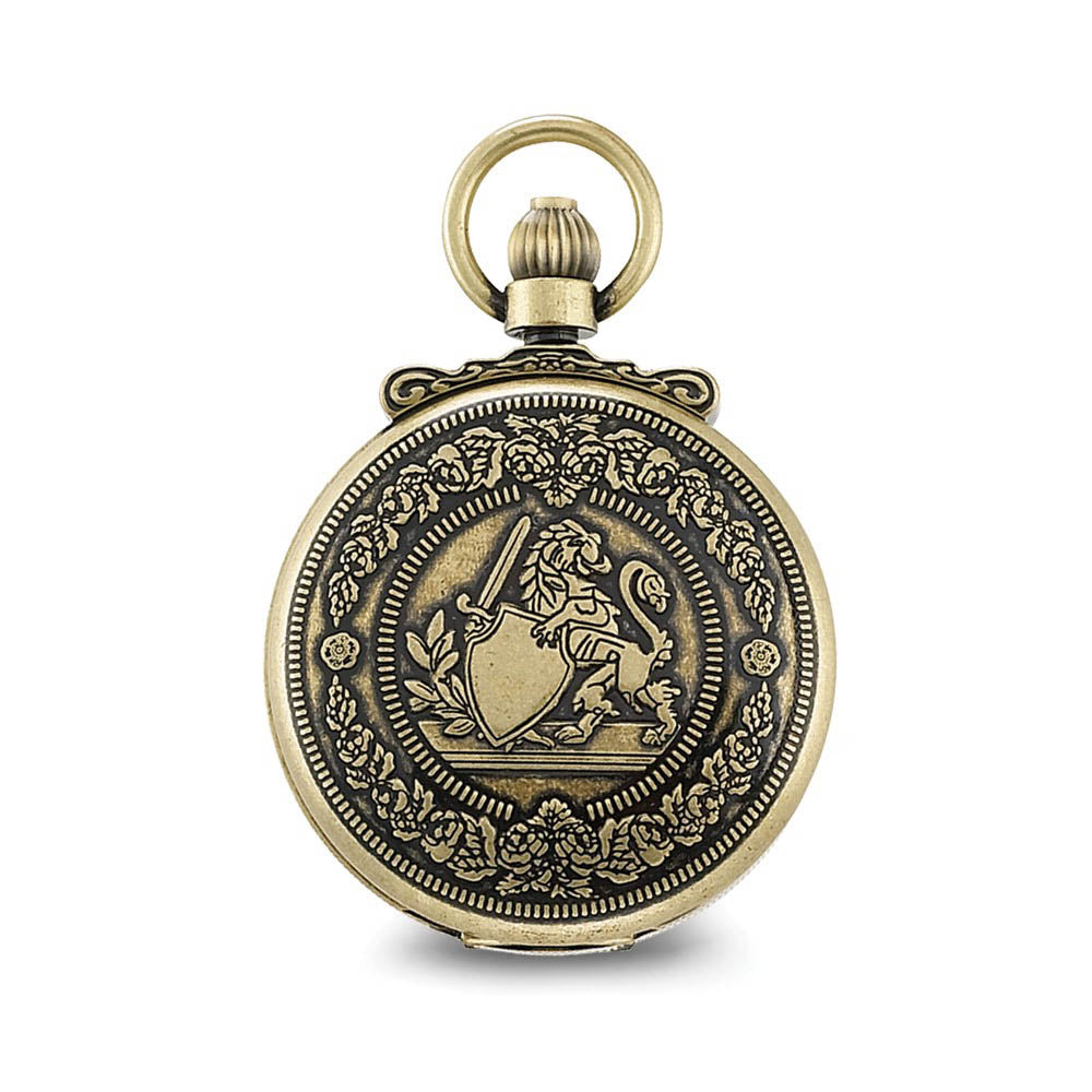 Alternate view of the Charles Hubert Antique Gold Finish Lion Crest Pocket Watch by The Black Bow Jewelry Co.