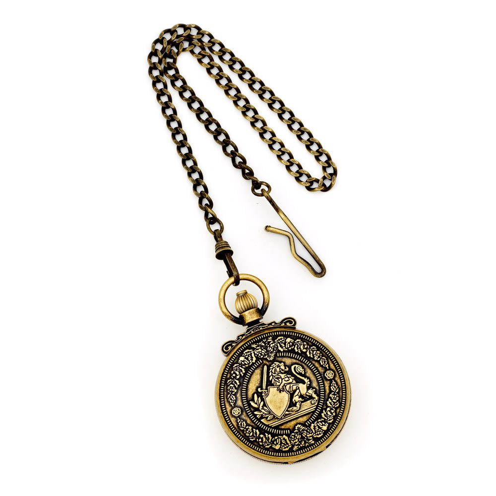 Alternate view of the Charles Hubert Antique Gold Finish Lion Crest Pocket Watch by The Black Bow Jewelry Co.