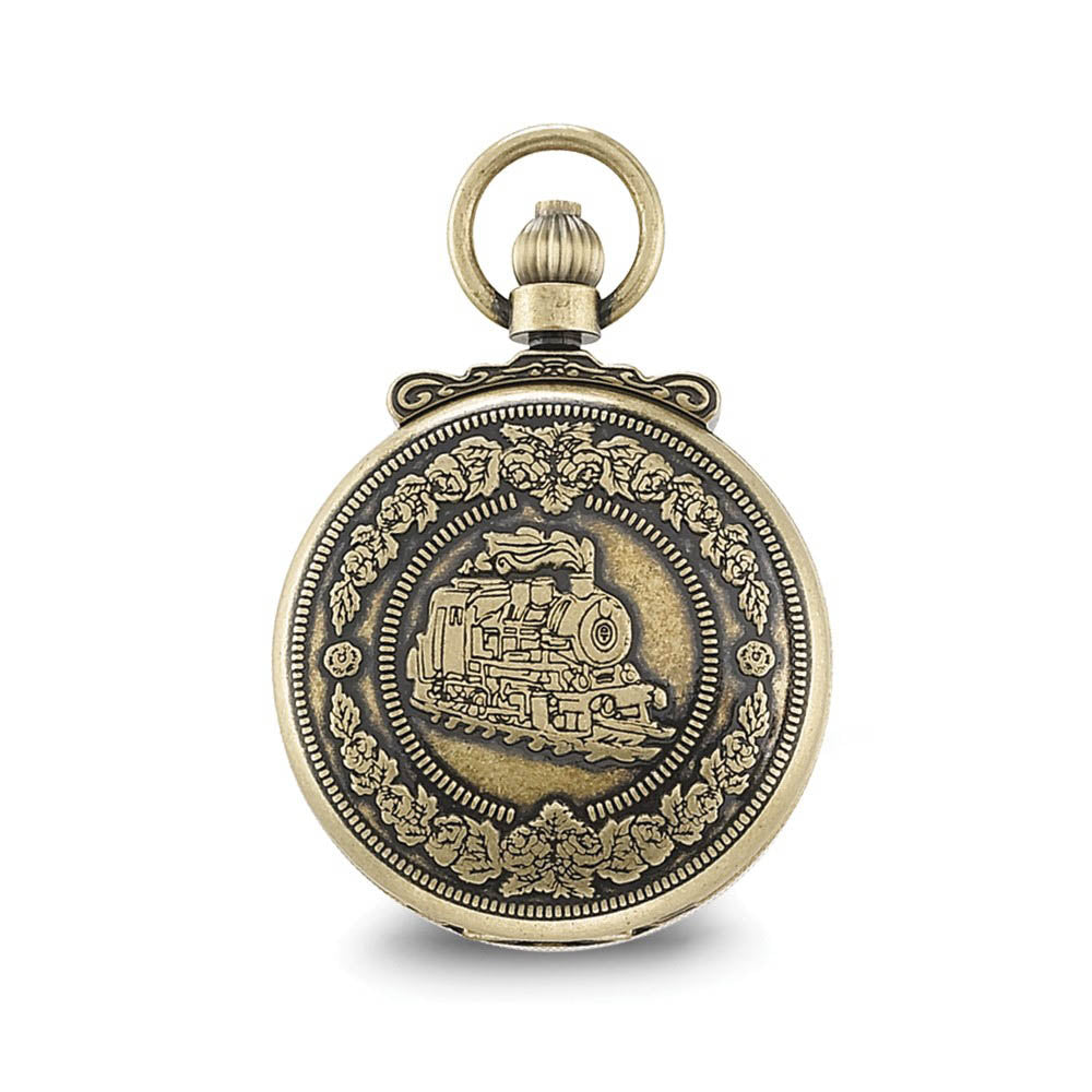 Alternate view of the Charles Hubert Antique Gold Finish Steam Engine Pocket Watch by The Black Bow Jewelry Co.