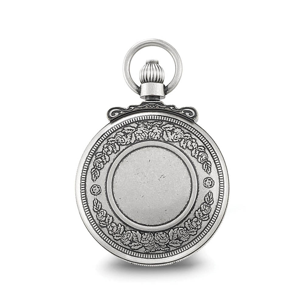 Alternate view of the Charles Hubert Antique Chrome Finish Shield Pocket Watch by The Black Bow Jewelry Co.