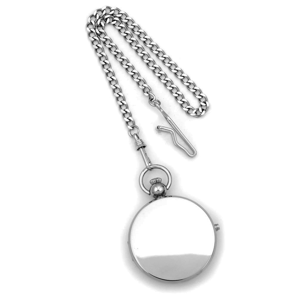 Alternate view of the Charles Hubert Chrome Finish Brass Basketweave 42mm Pocket Watch by The Black Bow Jewelry Co.