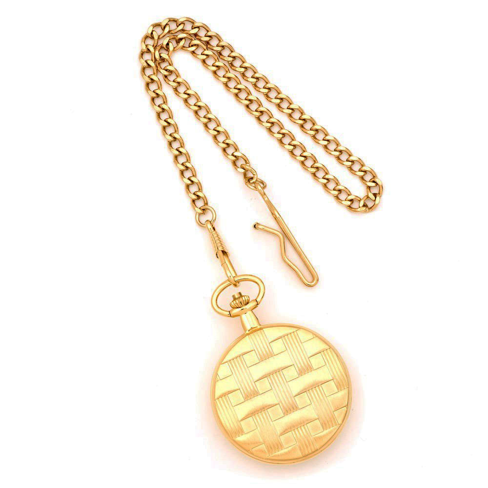 Alternate view of the Charles Hubert Gold Finish Brass Basketweave 42mm Pocket Watch by The Black Bow Jewelry Co.