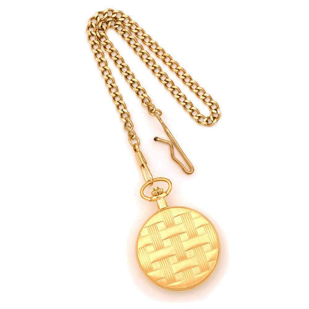 Alternate view of the Charles Hubert Gold Finish Brass Basketweave Pocket Watch 42mm by The Black Bow Jewelry Co.