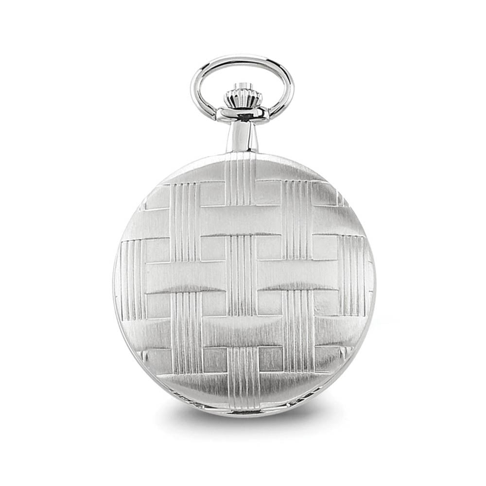 Alternate view of the Charles Hubert Chrome Finish Brass Basketweave Pocket Watch 42mm by The Black Bow Jewelry Co.