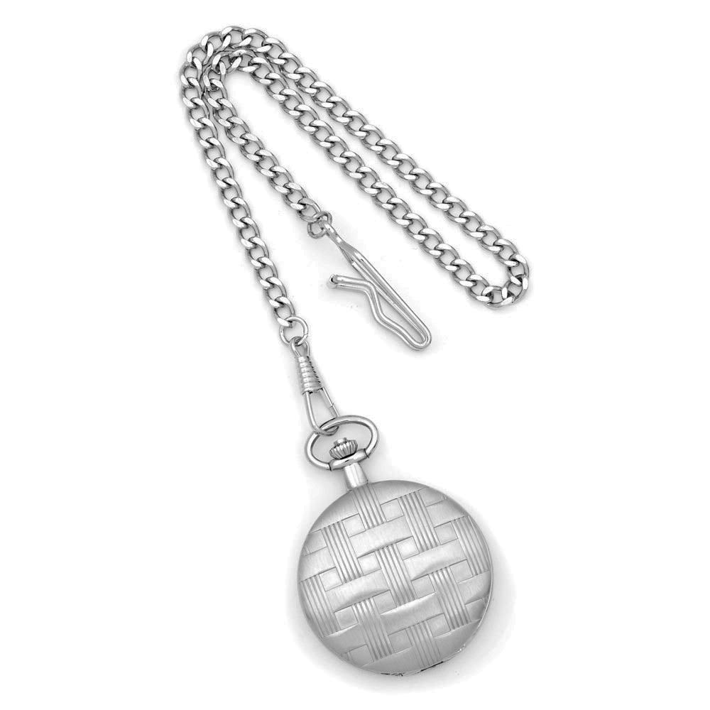 Alternate view of the Charles Hubert Chrome Finish Brass Basketweave Pocket Watch 42mm by The Black Bow Jewelry Co.