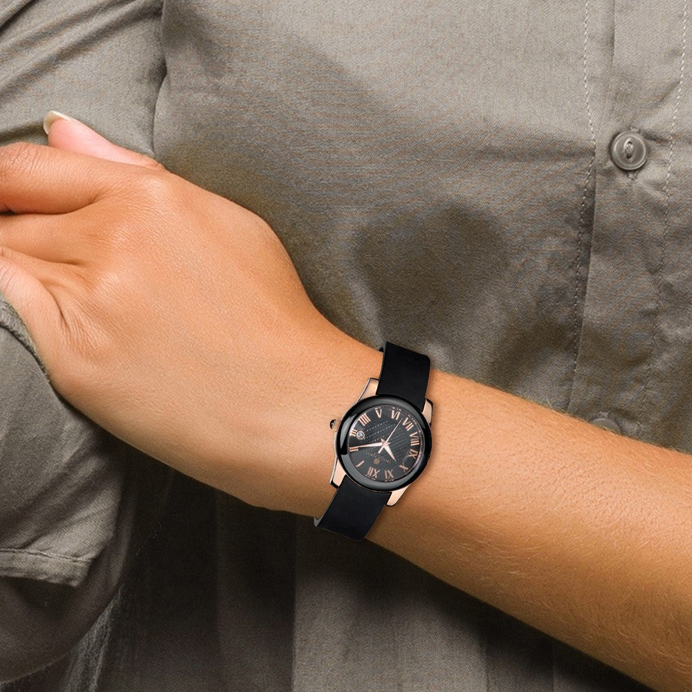 Alternate view of the Charles Hubert Rose IP-pltd Stnlss Stl/Ceramic Black Dial Watch by The Black Bow Jewelry Co.