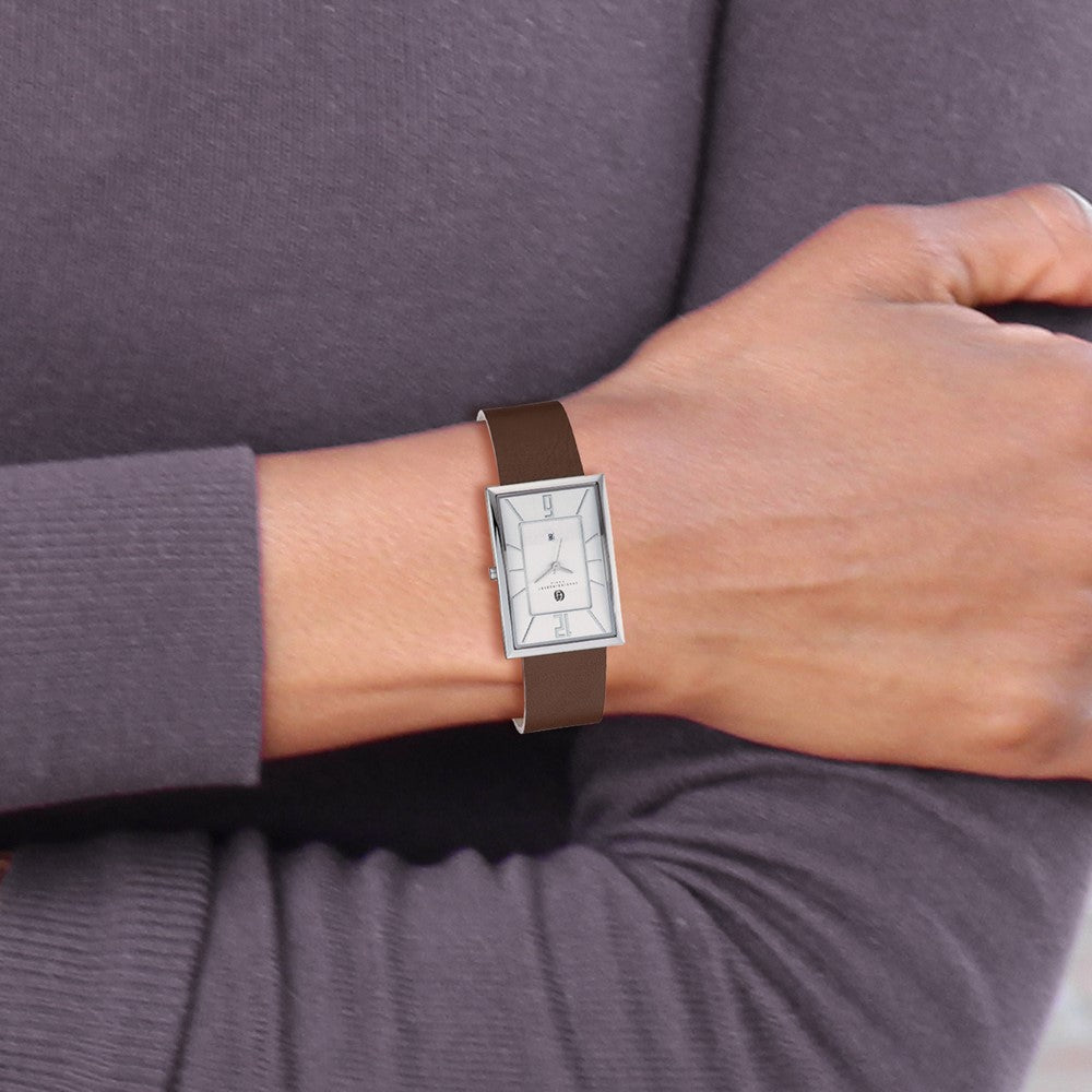 Alternate view of the Charles Hubert Mens Stainless Steel Silver Dial Rectangle Quartz Watch by The Black Bow Jewelry Co.