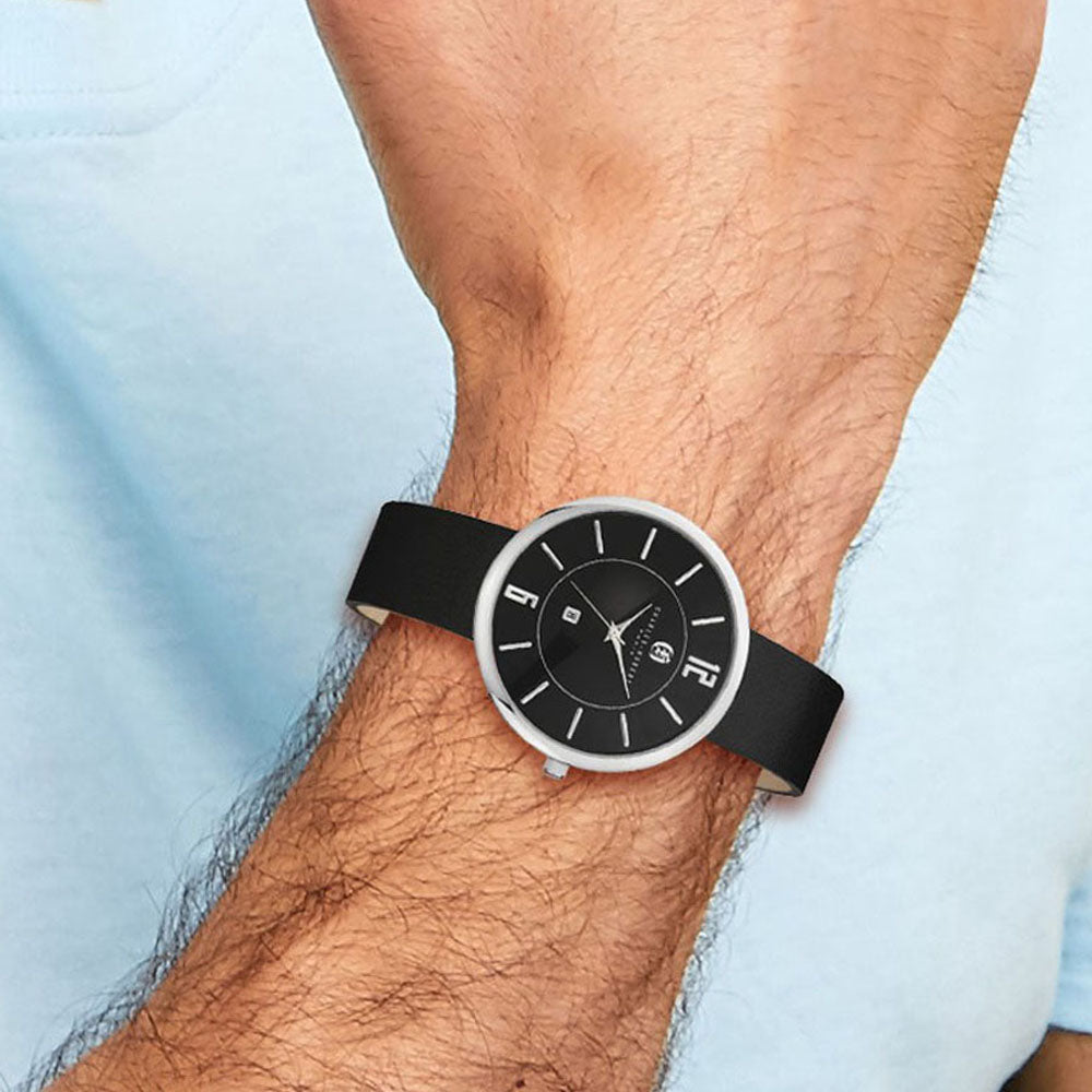 Alternate view of the Charles Hubert Mens Stainless Steel Black Dial Round Quartz 42mm Watch by The Black Bow Jewelry Co.