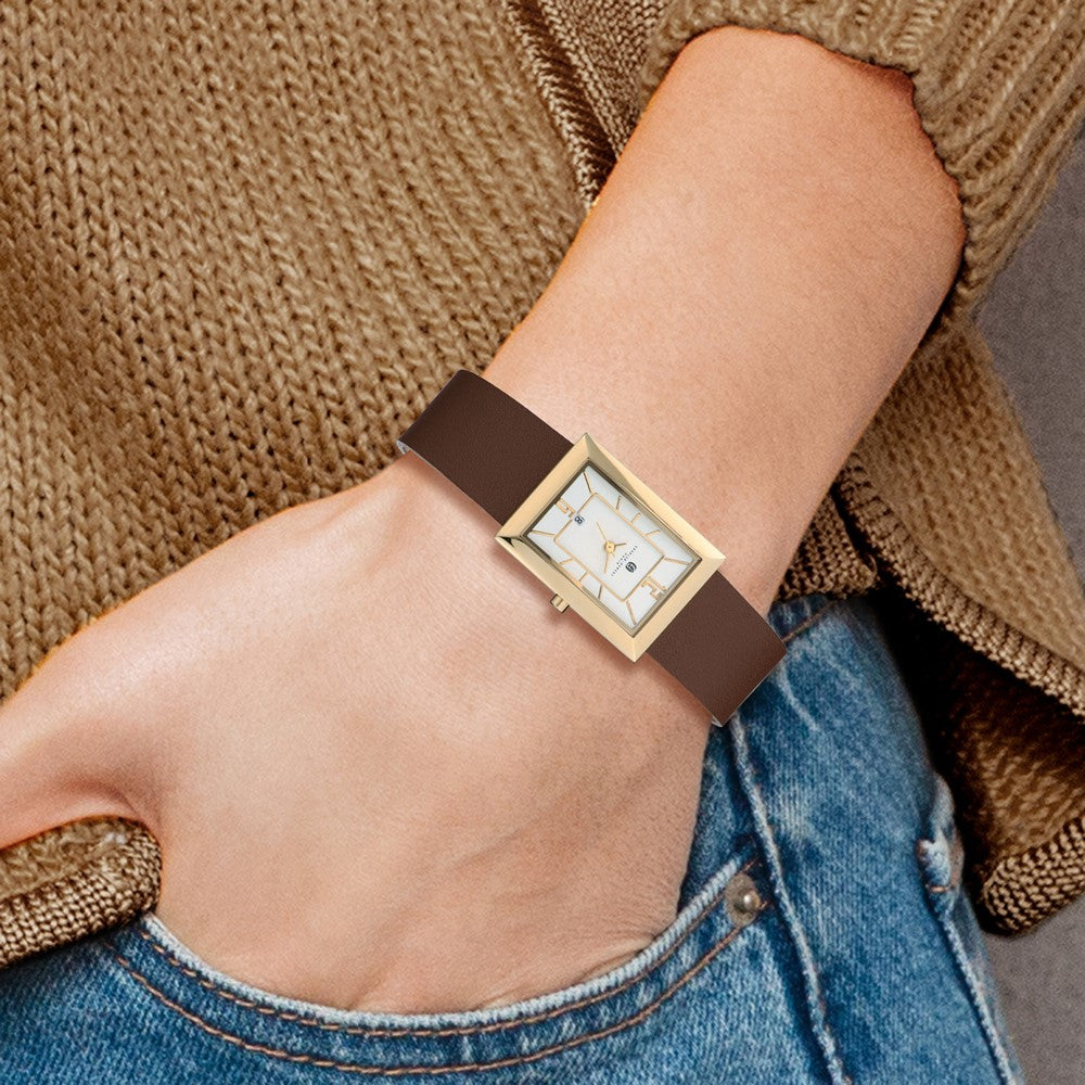 Alternate view of the Charles Hubert Ladies Gold Tone Rectangle Silver Dial Quartz Watch by The Black Bow Jewelry Co.