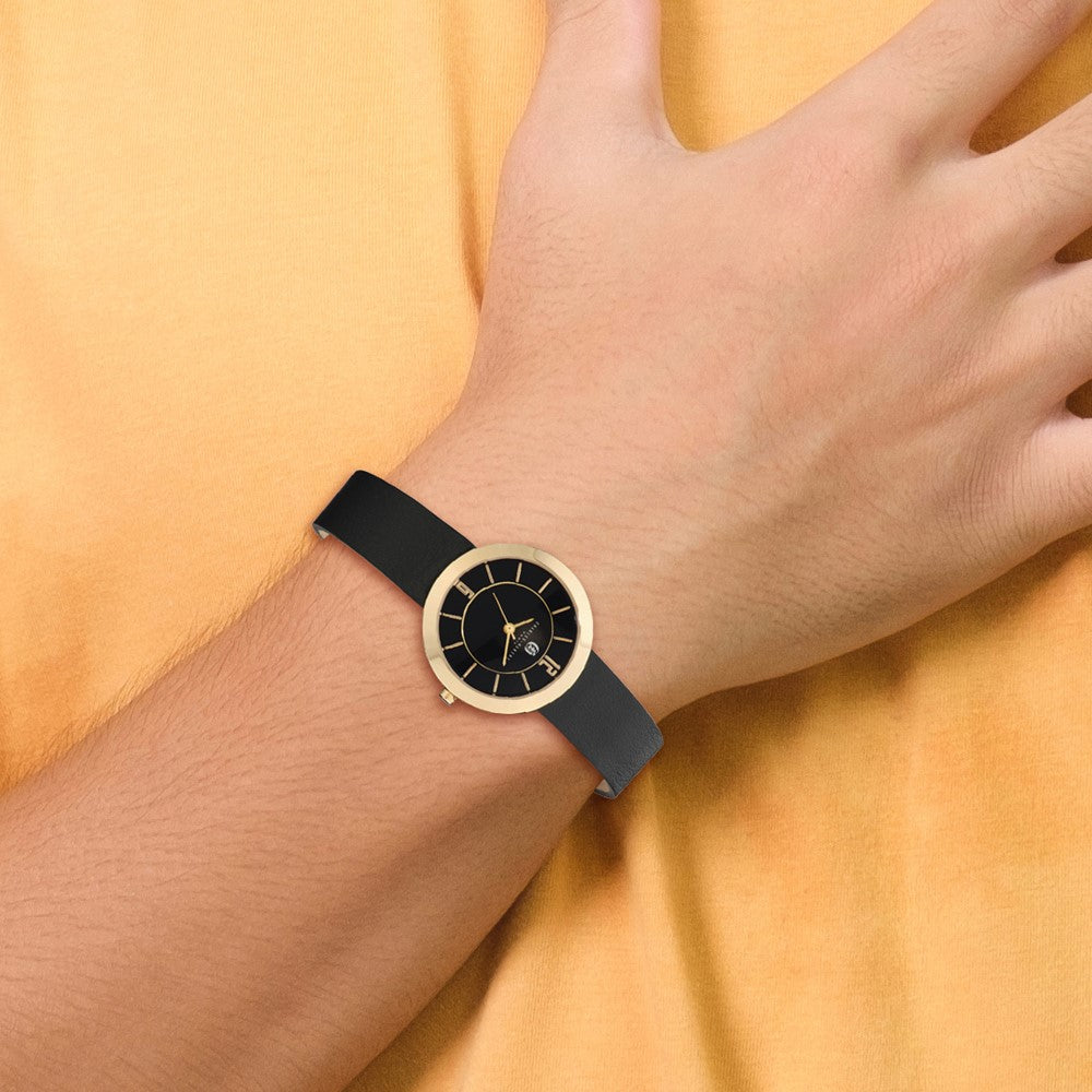 Alternate view of the Charles Hubert Ladies Gold Tone & Black Stainless Steel Round Watch by The Black Bow Jewelry Co.