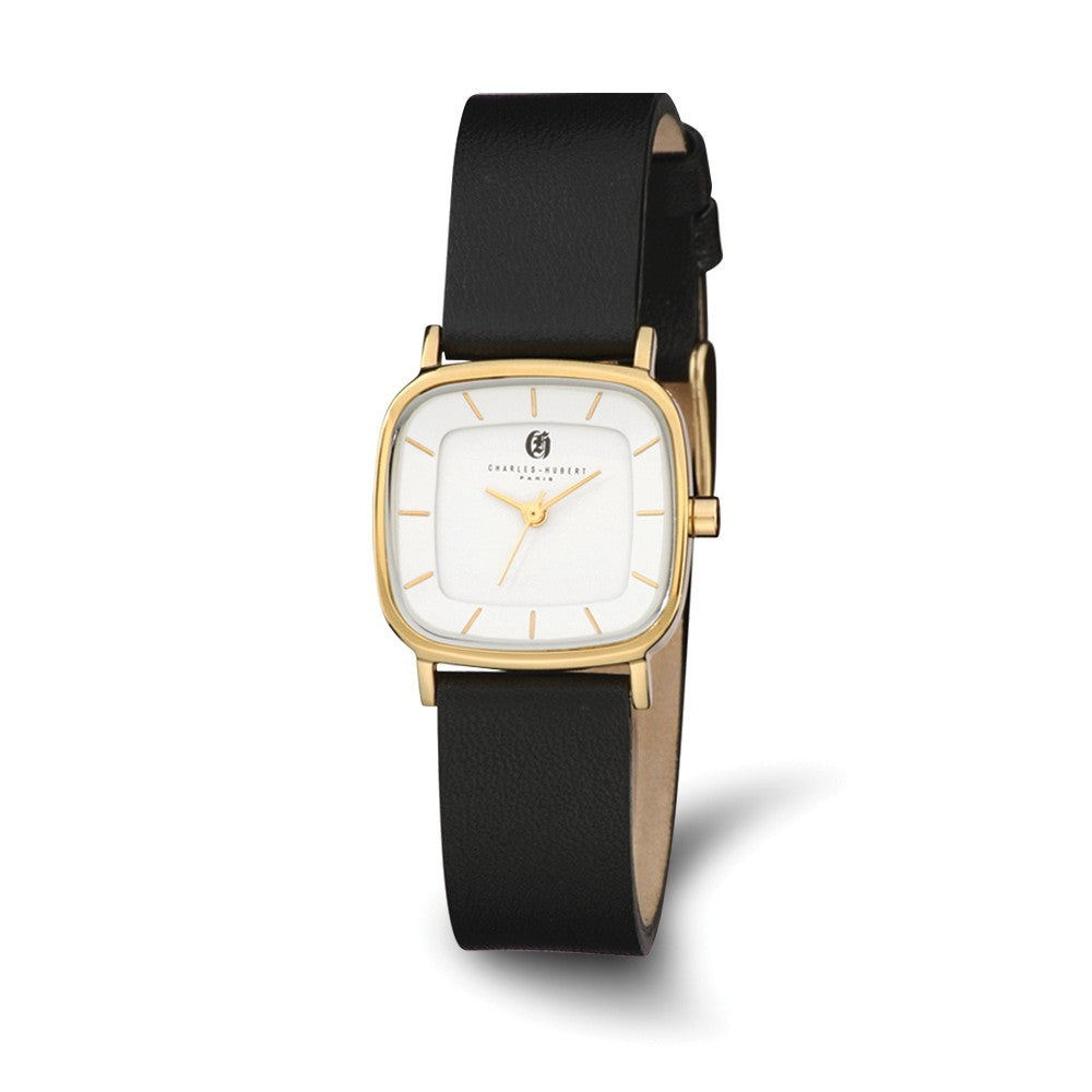 Charles Hubert Ladies Gold Tone Stainless Steel Wht Dial Quartz Watch, Item W8544 by The Black Bow Jewelry Co.