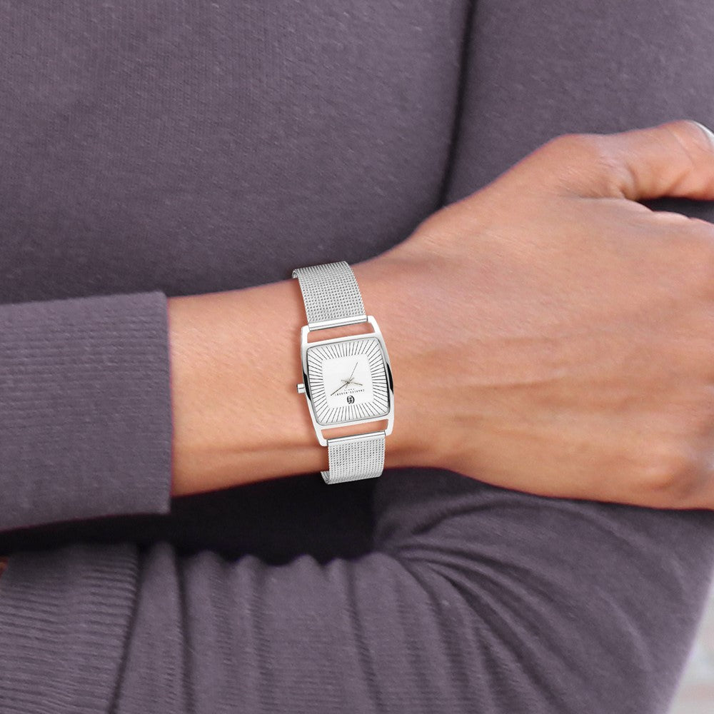 Alternate view of the Charles Hubert Ladies Stainless Steel White Dial Milanese Band Watch by The Black Bow Jewelry Co.