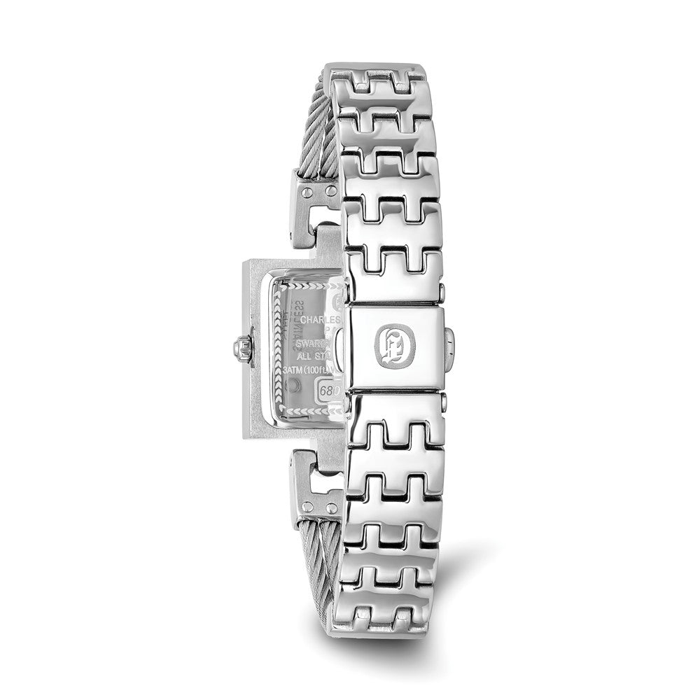 Alternate view of the Charles Hubert Ladies Stnlss Stl Wire Bangle Light Blue MOP Dial Watch by The Black Bow Jewelry Co.