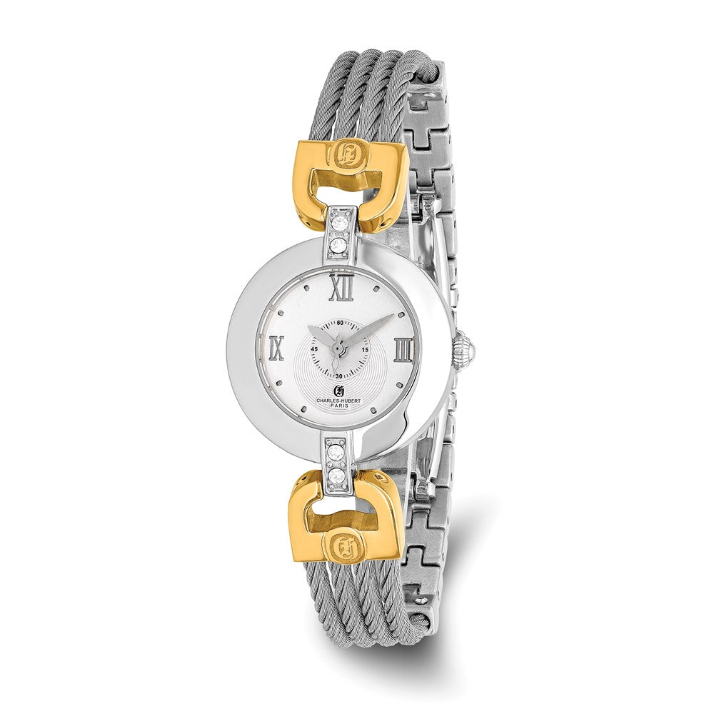Charles Hubert Ladies 2-tone Stnlss Stl Wire Bangle Silver Dial Watch Charles-Hubert Paris Watches - Black Bow Jewelry Company main image 2