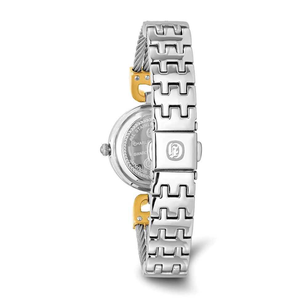 Alternate view of the Charles Hubert Ladies 2-tone Stnlss Stl Wire Bangle Silver Dial Watch by The Black Bow Jewelry Co.