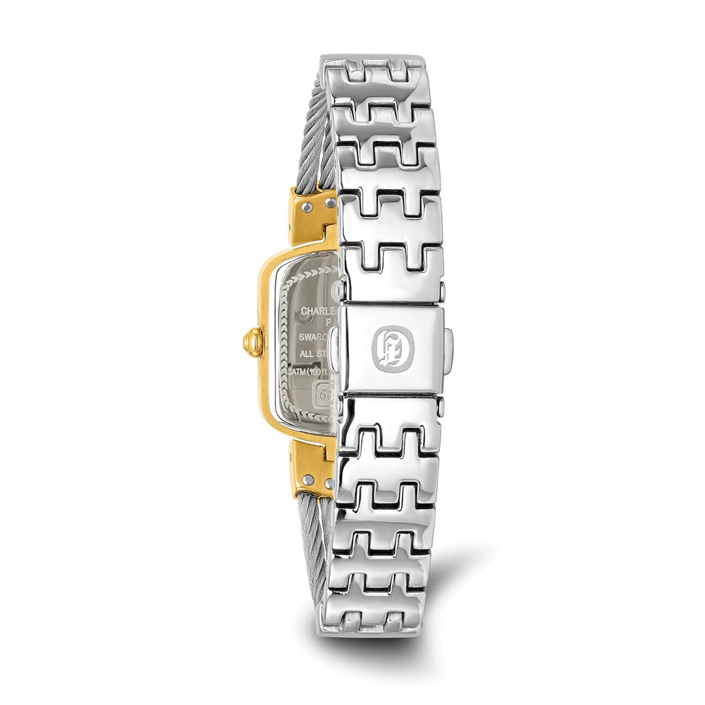 Alternate view of the Charles Hubert Ladies IP-plated Stnlss Stl Wire Bangle MOP Dial Watch by The Black Bow Jewelry Co.