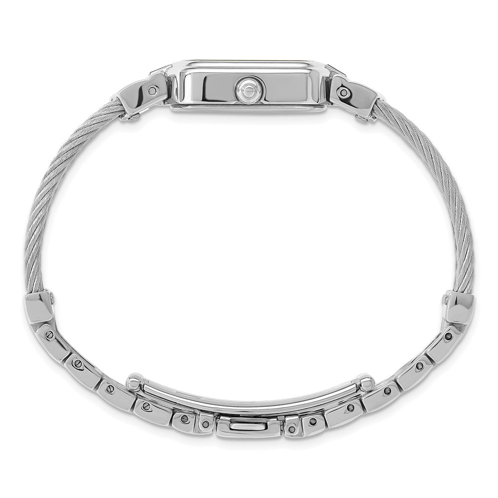Alternate view of the Charles Hubert Ladies Stainless Steel Wire Bangle White MOP Dial Watch by The Black Bow Jewelry Co.