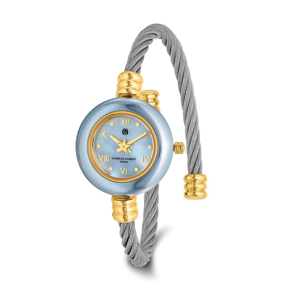 Alternate view of the Charles Hubert Ladies Gold Tone Stnlss Stl 7 Color Bezels Bangle Watch by The Black Bow Jewelry Co.